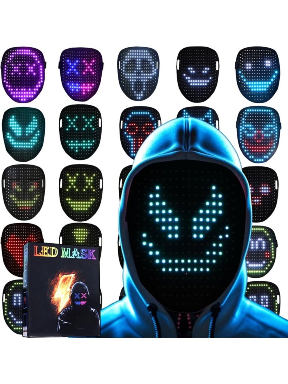 LED Light Up Gesture Sensing Mask - Fun Party Accessory & Perfect Gift for Teens
